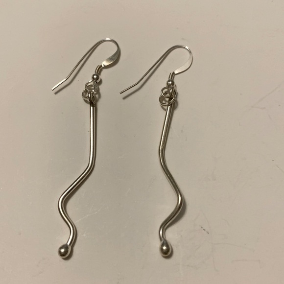 Sterling Silver Squiggle Dangle Earrings - Picture 1 of 3